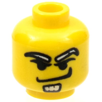 Minifigure, Head White Long Eyebrows and Soul Patch, Upper Eyelids, Smirk Pattern