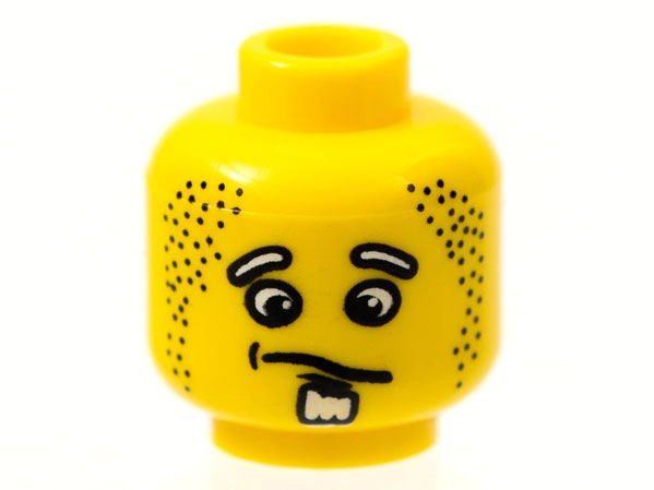 Minifigure, Head Male Confused Expression, White Goatee Pattern (Henchman 1)