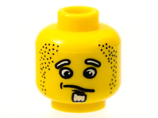 Minifigure, Head Male Confused Expression, White Goatee Pattern (Henchman 1)