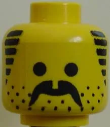 Minifigure, Head Moustache, Stubble and Sideburns Black Pattern
