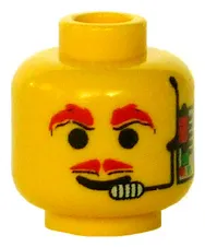 Minifigure, Head Moustache Red, Headset, Red Eyebrows Pattern
