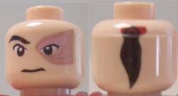 Minifigure, Head Male Left Eye Scarred Area and No Eyebrow, Ponytail on Back Pattern (Prince Zuko)