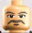 Minifigure, Head Male Gray Moustache, Goatee, and Eyebrows Pattern