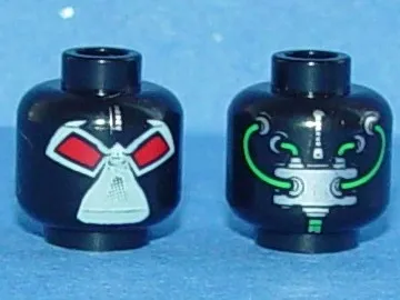 Minifigure, Head Alien with Wrestler Mask with Large Red Eyes, Green Hoses on Back Pattern (Bane)