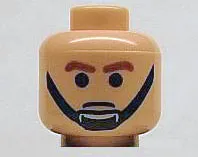 Minifigure, Head Male Brown Eyebrows and Black Chin Strap Pattern