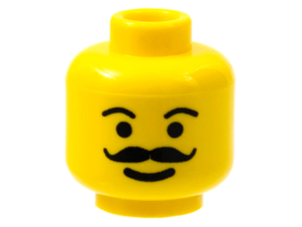 Minifigure, Head Moustache Curly and Full, Plain Eyebrows Pattern