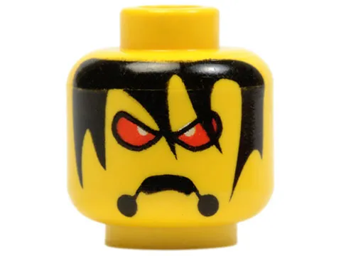 Minifigure, Head Alien with Red Eyes, Frown, and Messy Hair Pattern