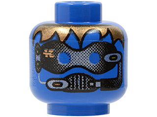 Minifigure, Head Alien with Robot Male, Blue Eyes Pattern