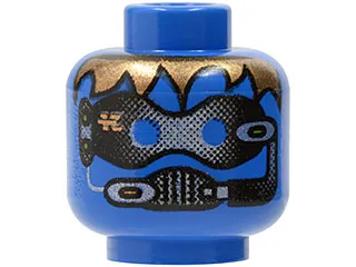 Minifigure, Head Alien with Robot Male, Blue Eyes Pattern