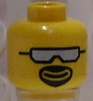 Minifigure, Head Glasses with Silver Sunglasses and Goatee Pattern