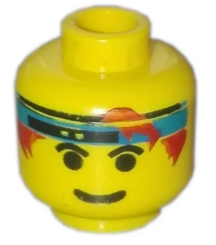 Minifigure, Head Male Headband Blue with Eyebrows Pattern