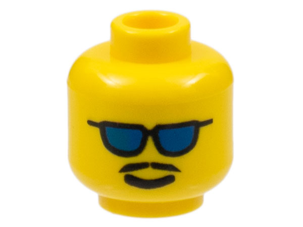 Minifigure, Head Glasses with Blue Sunglasses and Moustache Pattern