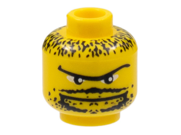 Minifigure, Head Moustache Thin, Goatee, Long Eyebrow, Stubble Pattern