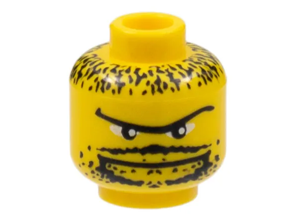 Minifigure, Head Moustache Thin, Goatee, Long Eyebrow, Stubble Pattern