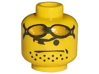Minifigure, Head Glasses with Orange Sunglasses on Forehead, Stubble Pattern