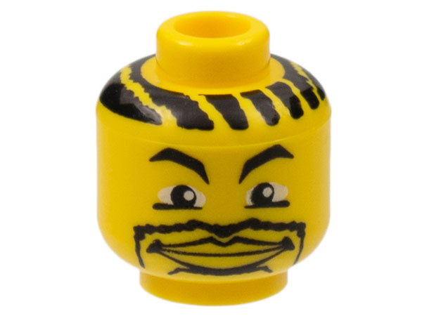 Minifigure, Head NBA with Lips and Goatee and Hair Stripes Pattern