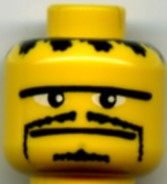 Minifigure, Head Moustache Thin, Small Goatee, Straight Unibrow Pattern