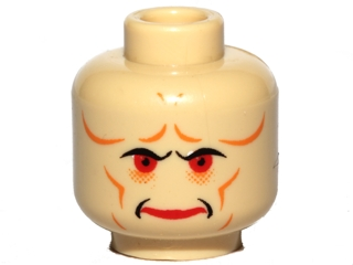 Minifigure, Head Alien with Red Eyes and Red Lips Pattern (SW Bib Fortuna)