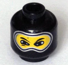 Minifigure, Head Balaclava with Silver Trim, Nose Hump, Eye Whites Pattern