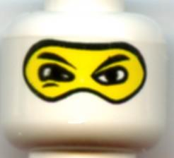 Minifigure, Head Balaclava with Eyes Hole and Nose Hump, Large Eye Whites and Squint Pattern