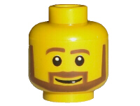Minifigure, Head Beard Brown Angular with White Pupils and Grin Pattern