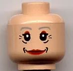 Minifigure, Head Female with Red Lips, Gray Eyebrows, Wrinkles Pattern (Aunt May)