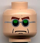 Minifigure, Head Glasses, Green and Silver, Brown Arched Eyebrows, Frown Pattern (Dr. Octopus)