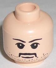 Minifigure, Head Moustache with Eyebrows, White Pupils, and Stubble Pattern (HP Sirius Black)