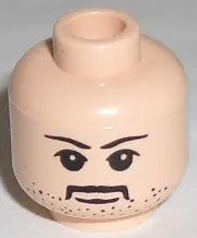 Minifigure, Head Moustache with Eyebrows, White Pupils, and Stubble Pattern (HP Sirius Black)