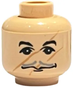 Minifigure, Head Moustache Thin Gray, Black Eyebrows, Scratches/Scars across Face Pattern (HP Professor Lupin)