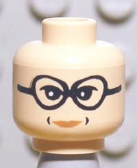 Minifigure, Head Female Glasses, White Pupils, Red Lips and Dimples Pattern (HP Professor Trelawney)