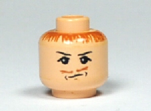 Minifigure, Head Moustache with Hair, Eyebrows, White Pupils, Dimples Pattern (HP Peter Pettigrew)