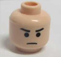 Minifigure, Head Male Stern Black Eyebrows, Black Eyes and Frown Pattern