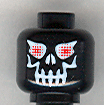 Minifigure, Head Skull Evil with Eyebrows, White Print, Red Eyes Pattern (Super Ice Drone)