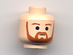 Minifigure, Head Dark Orange Trim Beard (round below mouth) and Eyebrows Pattern