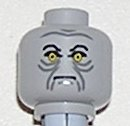 Minifigure, Head Male Angry Black Eyebrows, Yellow Eyes and Gray Wrinkles Pattern