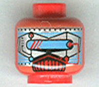 Minifigure, Head Alien with Blue Eye Mask Small and Black and Red Mouth Grille Pattern