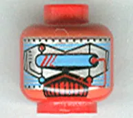 Minifigure, Head Alien with Blue Eye Mask Small and Black and Red Mouth Grille Pattern