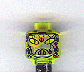 Minifigure, Head Alien with Gray Mask and Mouth Grille Pattern (UFO Blue)