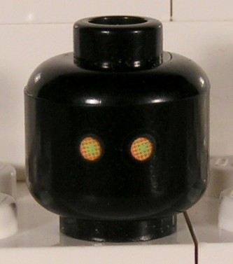 Minifigure, Head Alien with SW Jawa, Yellow Eyes with Small Black Dots Pattern