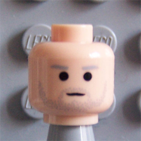 Minifigure, Head Male SW Gray Stubble and Gray Eyebrows Pattern (Owen Lars)