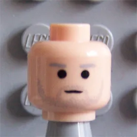 Minifigure, Head Male SW Gray Stubble and Gray Eyebrows Pattern (Owen Lars)