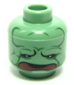 Minifigure, Head Alien with HP Mandrake Plant Face, Red Mouth Pattern