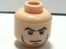 Minifigure, Head Male Stern Eyebrows, White Pupils, Cheek Lines, Chin Dimple Pattern