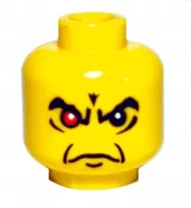 Minifigure, Head Male Angry Eyebrows and Red Eye, White Pupils Pattern