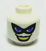Minifigure, Head Female Black Eye Mask, Blue Eyes, Black Lips Pattern