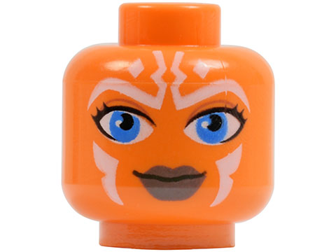 Minifigure, Head Alien with Blue Eyes and White Lines Pattern (SW Ahsoka)