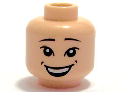 Minifigure, Head Black Eyebrows Thin, Upper Eyelids, Dimples, Open Mouth Smile with Top Teeth Pattern