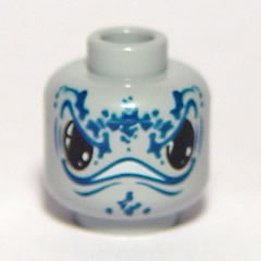 Minifigure, Head Alien with Large Black Eyes, Wide Mouth And Dark Blue Spots Pattern (Atlantis Manta Ray)