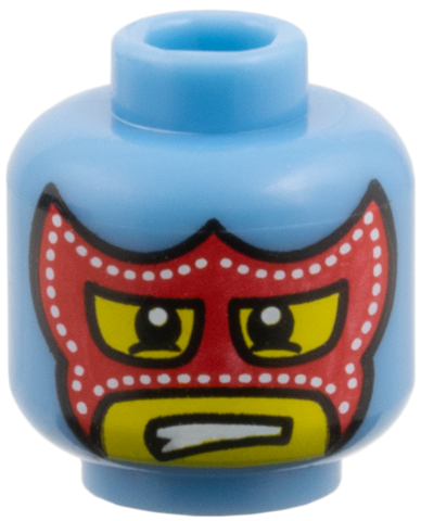 Minifigure, Head Balaclava with Eye and Mouth Holes, Red Mask and White Pupils Pattern